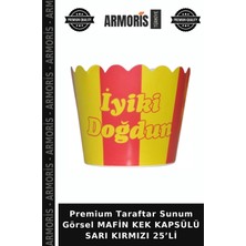 Armoris Premium Taraftar Sunum Görsel Mafin Kek Kapsülü Sarı Kırmızı 25’li