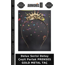 Armoris Delux Serisi Detay Çeşit Parlak Prenses Gold Metal Taç