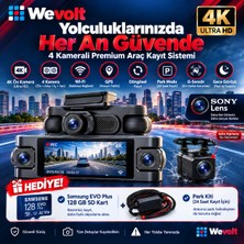 Wevolt HB-6000 (128 GB Hafıza Kartı + Park Kiti Hediye) Premium 4K 4 Kameralı Araç Kayıt Kamerası