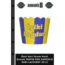 Armoris Özel Seri Ikram Parti Sunum Mafin Kek Kapsülü Sarı Lacivert 25’li
