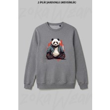 Zoka Wear I Love Panda Tasarim Ön Baskılı Bisiklet Yaka Sweatshirt