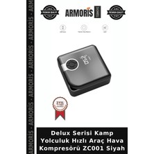 Armoris Delux Serisi Kamp Yolculuk Hızlı Araç Hava Kompresörü ZC001 Siyah
