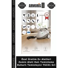 Armoris Özel Üretim Ev Aletleri Zemin Aleti Halı Temizleme Buharlı Temizleyici TSC01 Gri
