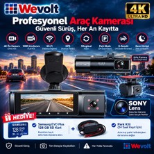 Wevolt Premium MB-5700 (128 GB Hafıza Kartı ve Park Kiti Hediye) Quad Hd 4K  Araç Içi Kamera.