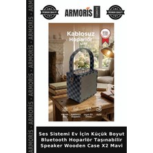 Armoris Ses Sistemi Ev Için Küçük Boyut Bluetooth Hoparlör Taşınabilir Speaker Wooden Case X2 Mavi