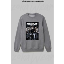Zoka Wear Poster Dizi Teen Wolf T-Shi Ön Baskılı Bisiklet Yaka Sweatshirt
