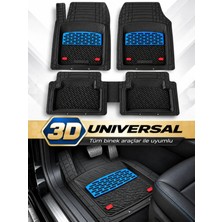 Zafaks Peugeot 308 Uyumlu Universal Derin Havuzlu Paspas Krom Mavi Tam Set