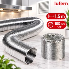 Lufern Alüminyum Kopmaz Yırtılmaz Ankastre Baca Aspiratör Davlumbaz Şofben Havalandırma Boru 150 mm 1.5 mt