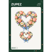Zupez Çiçekli Kalp Ikilisi 19X25 cm Ütüyle Uygulanan Baskı ZPZ1077