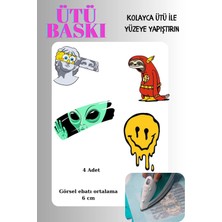 Zupez Ütü ile Yapışan Tekstil Transfer Dtf Baskı 4 Adet Baskı