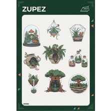 Zupez Botanik Terrarium Temalı Ütüyle Uygulamalı Kumaş Transfer Tasarım ZPZ093