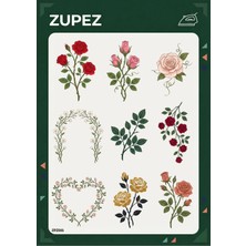Zupez Gül Desenli Dekoratif Çiçek Temalı Ütüyle Yapışan Transfer Baskı ZPZ041