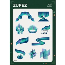Zupez Kuzey Işıkları Kutup Ayısı Ütüyle Uygulanabilir Transfer Tasarım ZPZ106