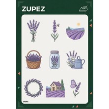 Zupez Lavanta Temalı Premium Kumaş Transfer Tasarımı Botanik Illüstrasyon
