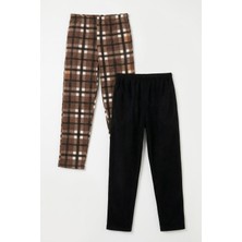 Buratti Lastikli Bel Düz Paça Ultra Soft Polar 2'li Paket Pijama Altı Erkek Pijama Altı 6098001S2