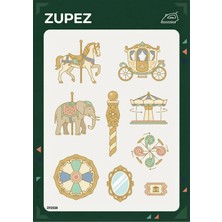 Zupez Lunapark Atlıkarınca Fil Desenli Ütüyle Uygulamalı Kumaş Transfer Baskı