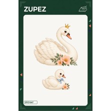 Zupez Anne–yavru Kuğu 19X25 cm Ütüyle Uygulanan Baskı ZPZ1047