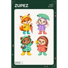 Zupez Yağmurluklu Dostlar 19X25 cm Ütüyle Uygulanan Baskı ZPZ1027
