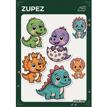 Zupez Dinozor Temalı Ütüyle Yapışan Premium Transfer Tasarım Sticker Seti