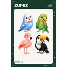 Zupez Renkli Kuş Dostları 19X25 cm Ütüyle Uygulanan Baskı ZPZ1070