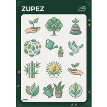 Zupez Botanik Doğa Temalı Premium Kumaş Ütü Transfer Baskı Kolay Uygulama ZPZ075