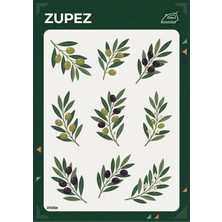 Zupez Zeytin Dalı Desenli Botanik Temalı Ütüyle Uygulanabilir Kumaş Transfer