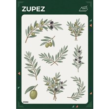Zupez Zeytin Dalı Desenli Botanik Tema Ütüyle Uygulamalı Transfer Baskı