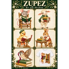 Zupez Kır Kütüphane 6'lı Dtf Transfer Seti