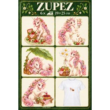 Zupez Unicorn Pastel Pikniği 6'lı Fiziksel Dtf Transfer Baskı Seti