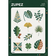 Zupez Botanik Yaprak Desenli Ütüyle Yapışan Premium Kumaş Transfer Tasarım