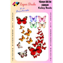 Zupez Kelebek Butterfly Kumaş Aplike Yama Ütü ile Yapışan Transfer Kağıdı Dtf Arma
