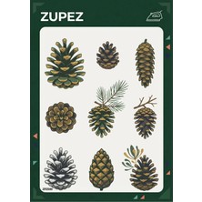 Zupez Kozalak Desenli Ütüyle Uygulanabilir Kumaş Transfer Tasarım, Tekstil Dekorasyon, Doğa Temalı