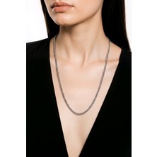 Nevamor Çelik Burgu Gümüş Renk Uzun Zincir Unisex