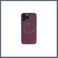Bezos iPhone 14 Pro Uyumlu Kılıf Jack Magneticsafe Lens Silikon - Mürdüm BZS10
