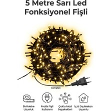 Kamptek Kamp Teknolojisi Kamptek 5 Metre Fonksiyonel Sarı LED Işık - Fişli Yılbaşı Ağacı ve Oda Süsleme Işığı - Iç ve Dış Mekan Uyumlu Peri Işık Ledı Şık