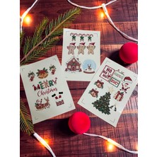 Giftpuffy 3'lü A4 Şeffaf Yılbaşı Sticker Seti – Hazır Kesimli Soy Yapıştır, Noel Baba, Çam Ağacı, Geyik ve Merry Christmas Çıkartmaları