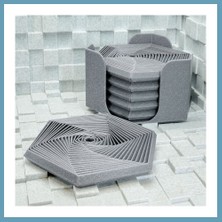Bezos 3D Baskı Super Fidget Coaster Seti - Altıgen Desenli Bardak Altlığı ve Tutucu-Gri MBT06