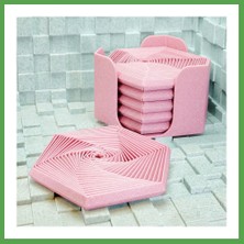 Bezos 3D Baskı Super Fidget Coaster Seti - Altıgen Desenli Bardak Altlığı ve Tutucu-Pembe Mgc
