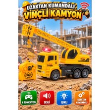 Farbu Oyuncak Uzaktan Kumandalı 4 Fonksiyonlu Vinçli Kamyon 26 cm - Işıklı ve Sesli Iş Makinesi Oyuncak