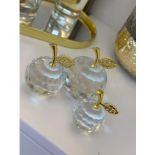 3'LÜ KRİSTAL CAM ELMA DEKOR GOLD