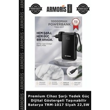 Armoris Premium Cihaz Şarjı Yedek Güç Dijital Göstergeli Taşınabilir Batarya TRM-1017 Siyah 22,5W