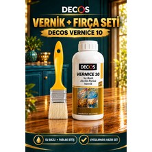 Decos Vernıce 10 Gloss - Su Bazlı Çok Amaçlı Parlak Şeffaf Vernik + Fırça - Dekoratif Boyalar, Ahşap, Mdf, Dekupaj, Stencil ve Sanatsal