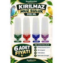 RoyalFarmVet Kafes Kuşları Için Kırılmaz Muz Suluk Büyük Boy 200ML (6 Adet)