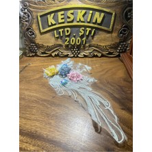 Keskin Aksesuar Tül Üzerine Renkli Çiçekler Dikme Aplike