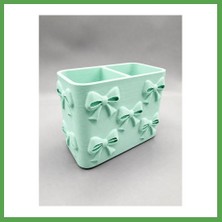 Bezos 3D Baskı Fiyonk Desenli Bölmeli Kalemlik - Masaüstü Organizer - Mint Mgc