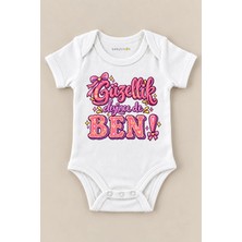 Babylimon Güzellik Deyince De Ben ! Beyaz Kısa Kollu Çıtçıtlı Bebek Zıbını