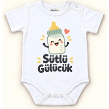 Babylimon Sütlü Gülücük Beyaz Kısa Kollu Çıtçıtlı Bebek Zıbını