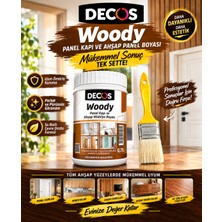 Decos Woody Beyaz - Panel Kapı ve Mobilya Boyası + Fırça | Su Bazlı Kokusuz | Mutfak Dolabı, Ahşap, Mdf ve Dönüşüm Boyası
