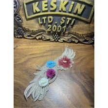 Keskin Aksesuar Tül Üzerine Renkli Çiçekler Aplike