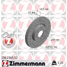 Zimmermann Sport Delikli Ön Fren Diski Fiat Doblo Fiorino Linea Punto Nemo Bipper 230.2365.52